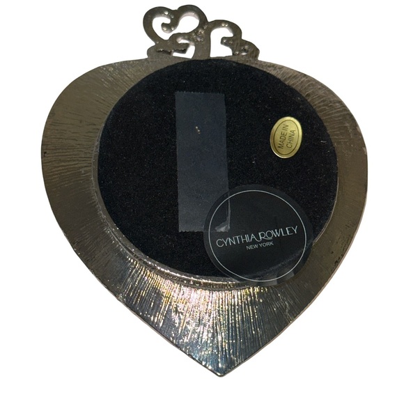 Cynthia Rowley Heart Trinket Tray Silver Purple Embossed Decor 4x4 - Picture 4 of 4